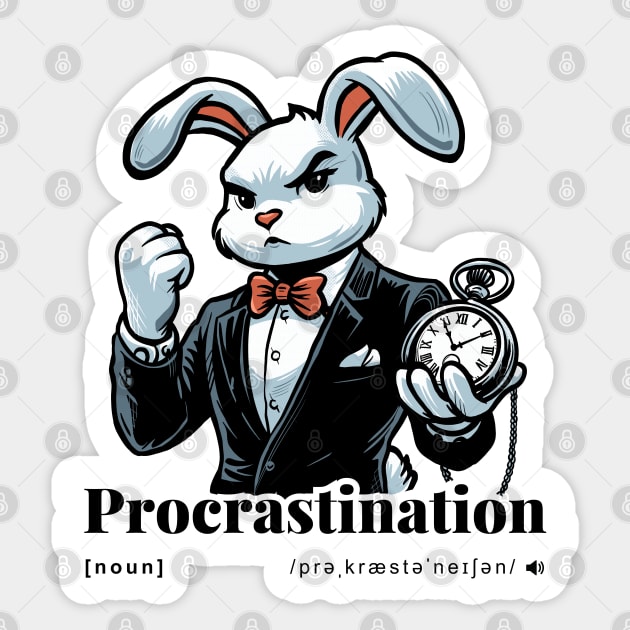 Procrastination bussiness bunny Sticker by Horrible Bunny